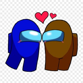 HD Among Us Blue Love Brown Characters Valentines Day PNG