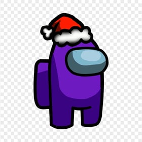 HD Purple Among Us Crewmate Character With Santa Hat PNG