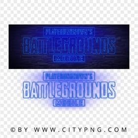 HD PUBG Blue Neon Logo PNG