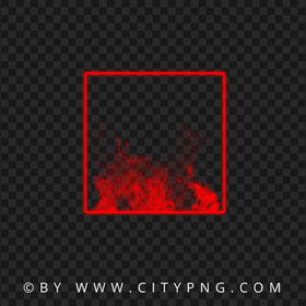 Neon Red Square Frame With Smoke Download PNG