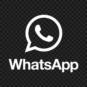 HD White WhatsApp Text Logo With Symbol PNG