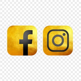 HD Luxury Gold Facebook Instagram Square Logos Icons PNG