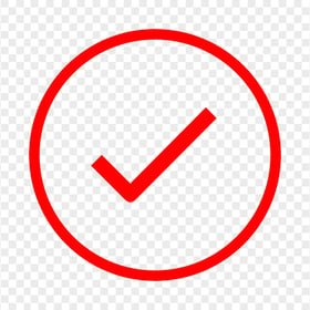 HD Red Flat Outline Round Tick Check Mark Icon Symbol PNG