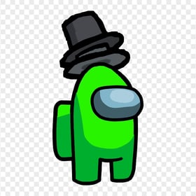 HD Lime Among Us Crewmate Character With Double Top Hat PNG