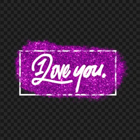 HD Beautiful I Love You Purple Glitter Design PNG