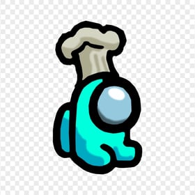 HD Cyan Among Us Mini Crewmate Chef Hat PNG