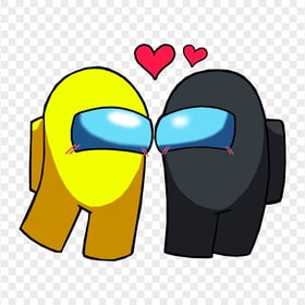 HD Among Us Yellow Love Black Characters Valentines Day PNG