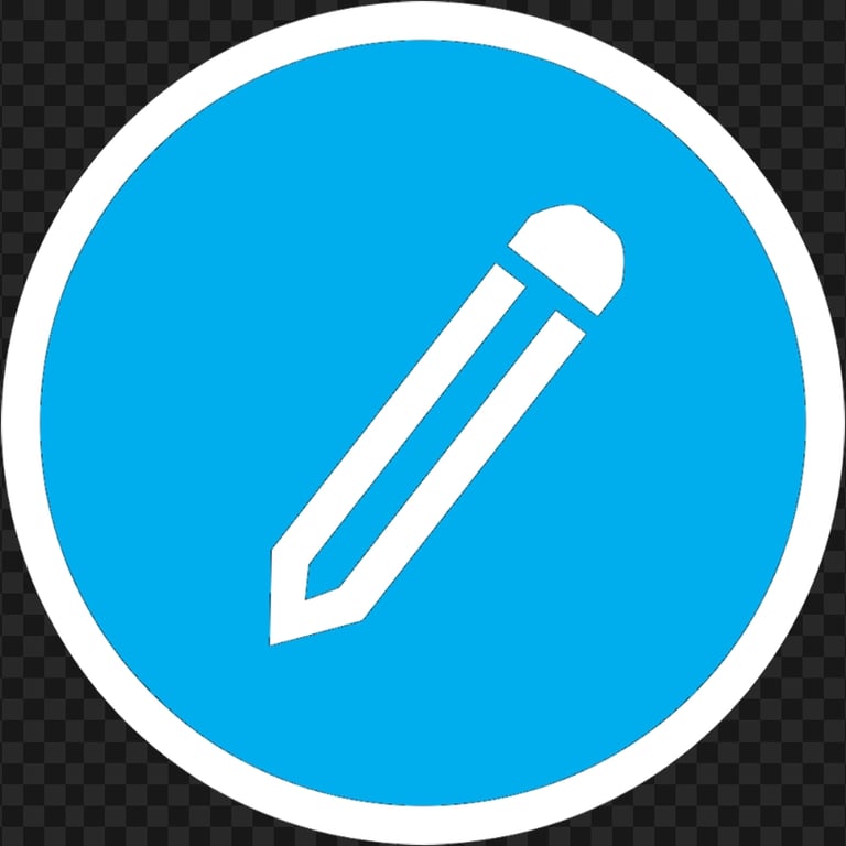 HD Light Blue & White Round Pencil Icon PNG