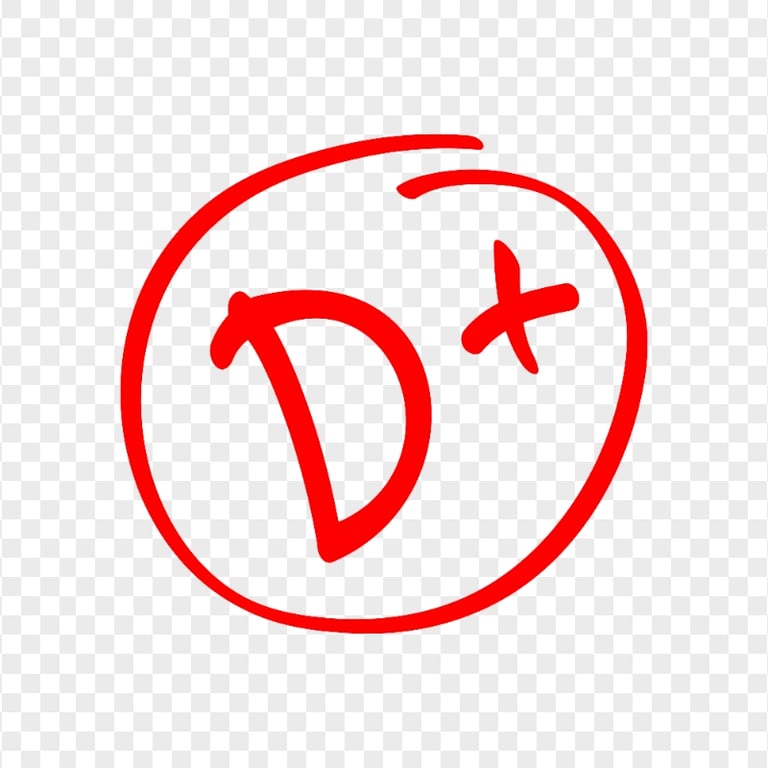 HD D+ Grade Result Hand Drawn PNG