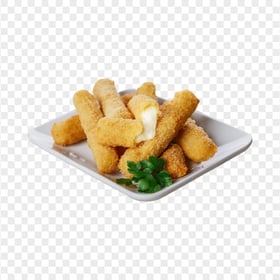 Crispy Mozzarella Cheese Sticks on a Rustic Plate Image PNG