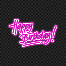 HD Pink Neon Happy Birthday Lettering Calligraphy PNG