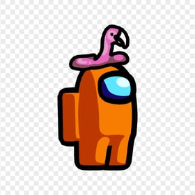HD Orange Among Us Crewmate Character With Flamingo Hat PNG