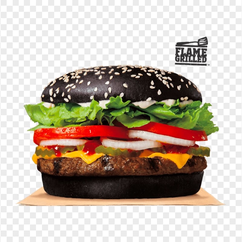 HD Black Hamburger Bun Whopper PNG