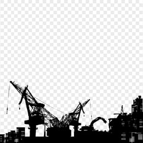 Factory City Construction Crane Silhouette PNG