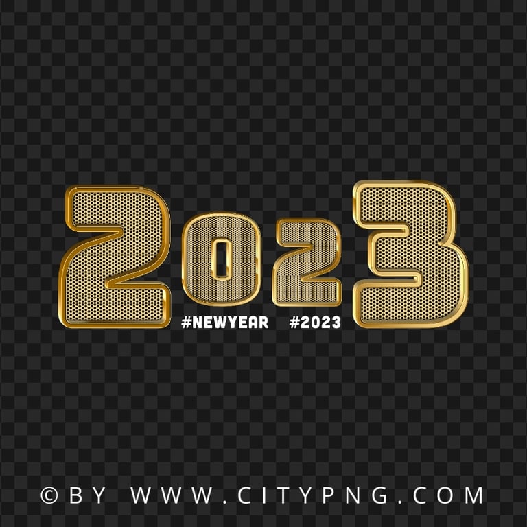2023 New Year Simple Gold Design Transparent PNG