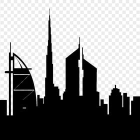 HD Dubai City Skyline Burj Khalifa Silhouette PNG