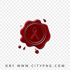 Cancer Ribbon Sign Logo Red Wax Stamp Image PNG