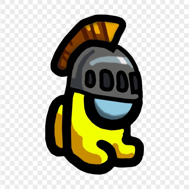 HD Yellow Among Us Mini Crewmate Character Baby Knight Helmet PNG