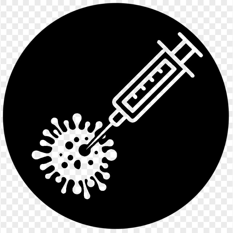 HD Black Covid 19 Corona Round Vaccine Icon PNG