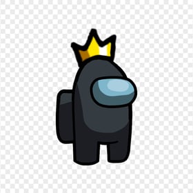 HD Black Among Us Crewmate Character With Crown Hat On Top PNG