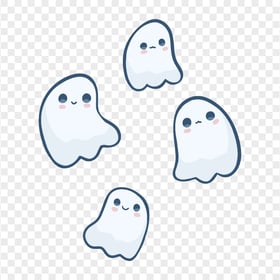 Kawaii Ghost Halloween Characters PNG