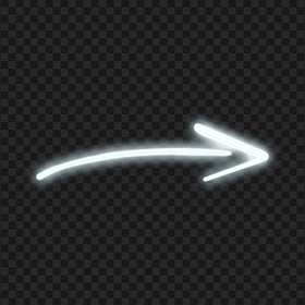 HD Curved White Neon Arrow Pointing Right PNG