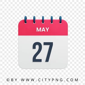 27th May Date Red & White Icon Calendar HD Transparent PNG