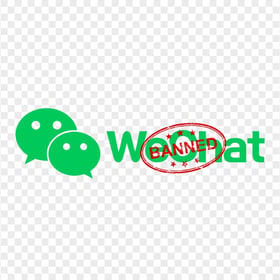 Green WeChat Logo With Banned Red Stamp