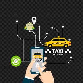 Smartphone Booking Taxi Process Vector Illustratioin