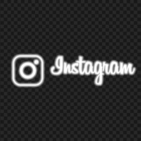 HD White Glare Instagram Logo Text & Sign PNG