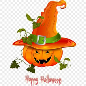 Happy Halloween Pumpkin With Witch Hat Illustration