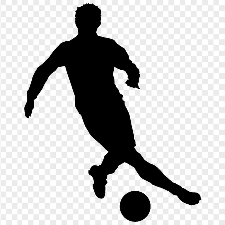 Black Football Player With Ball Silhouette
