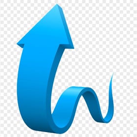 3D Graphic Blue Curved Arrow Up
