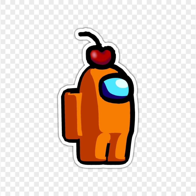 HD Orange Among Us Character Cherry Hat Stickers PNG Citypng