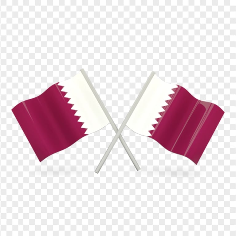 FREE Two Qatar Flags On Poles Icon PNG