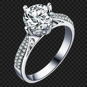 Diamond Wedding Ring White Gold PNG Image