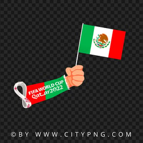 World Cup 2022 Hand Holding Mexico Flag Pole FREE PNG