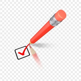 Pencil Drawing A Red Tick Check Mark Icon PNG Image