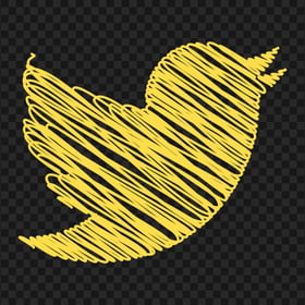 HD Twitter Yellow Bird Scribble Sketch Logo Icon PNG