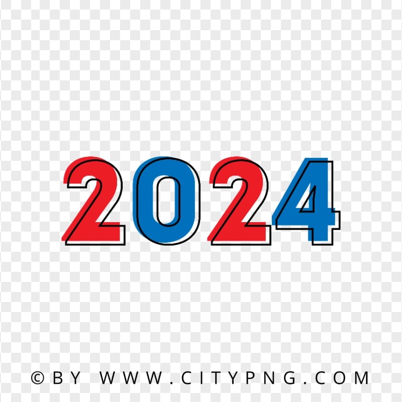 Red And Blue 2024 New Year PNG Citypng   Preview