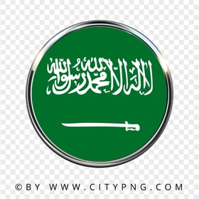 HD Saudi Arabia Round Metal Framed Flag Icon PNG