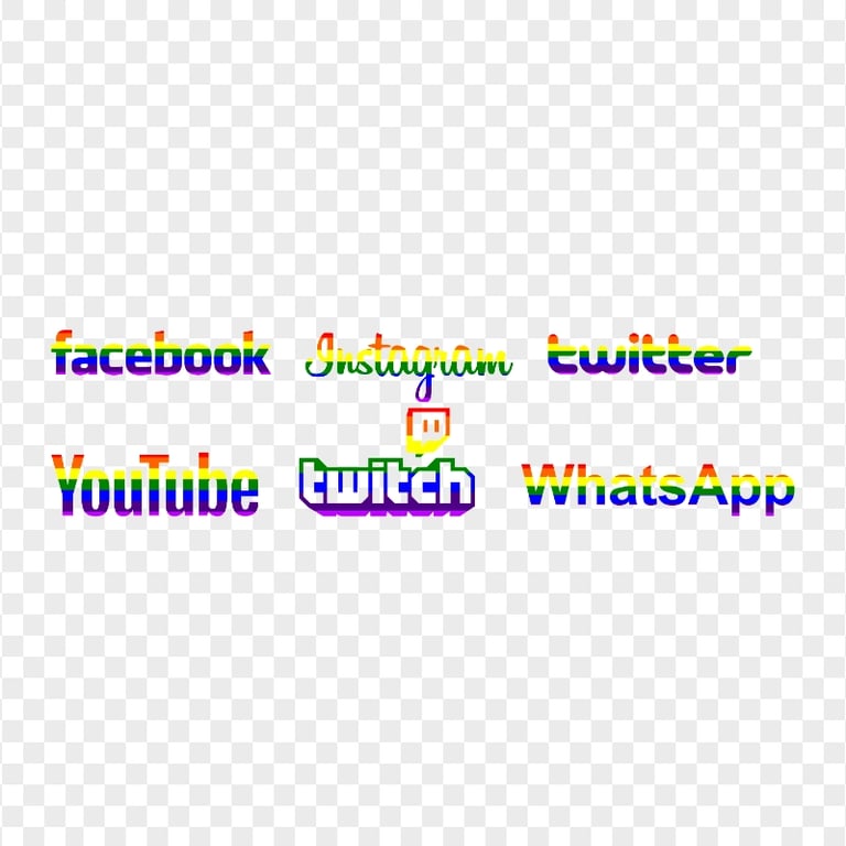 HD Social Media Rainbow Logos PNG