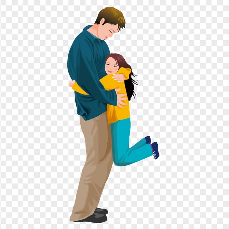 HD Happy Father And Daughter Cartoon Characters PNG Citypng