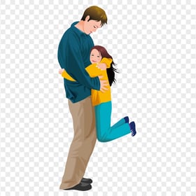 HD Happy Father And Daughter Cartoon Characters PNG