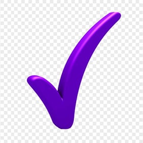 Tick Check Correct True Done Mark 3D Purple Icon PNG