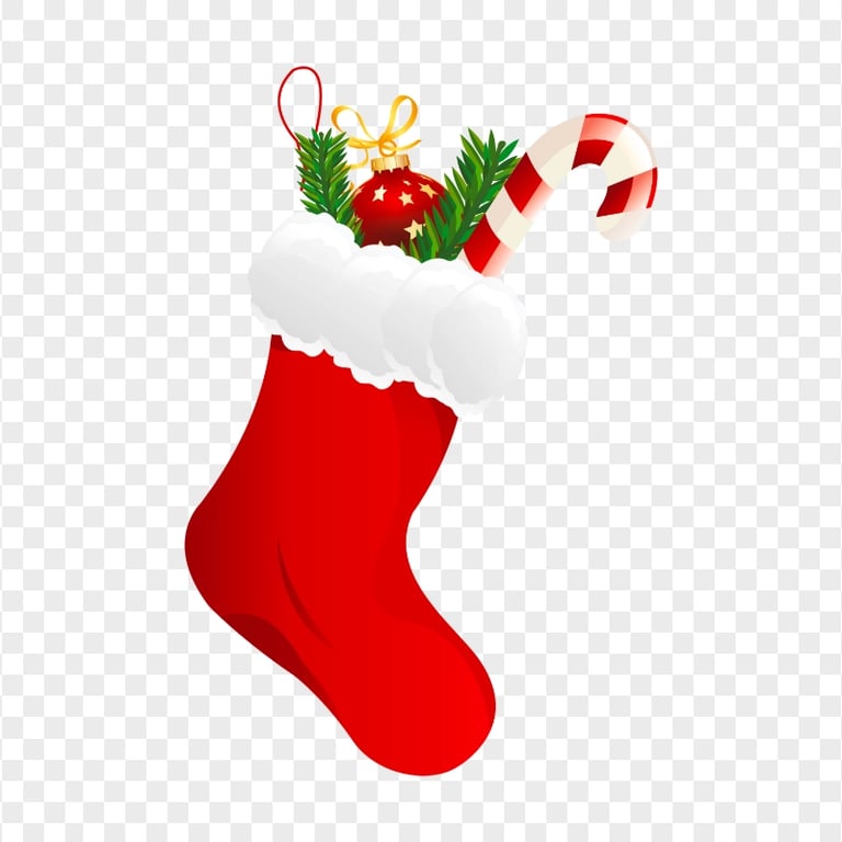 Cartoon Vector Christmas Socks With Candy Cane PNG