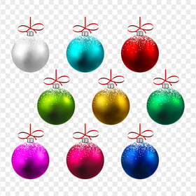 Set Of Colored Christmas Ornament Balls Baubles PNG