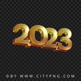 HD 2023 Gold 3D New Year Text Logo PNG