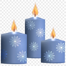 HD Three Blue Christmas Candles Transparent PNG