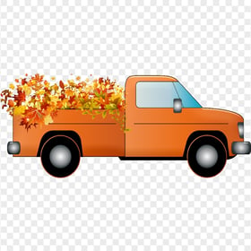 Cartoon Halloween Car Truck Autumn Leaves PNG